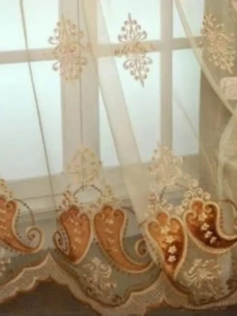 Luxury Embroidered Curtain Set 52x95” Teal Blue & Gold 3-Piece